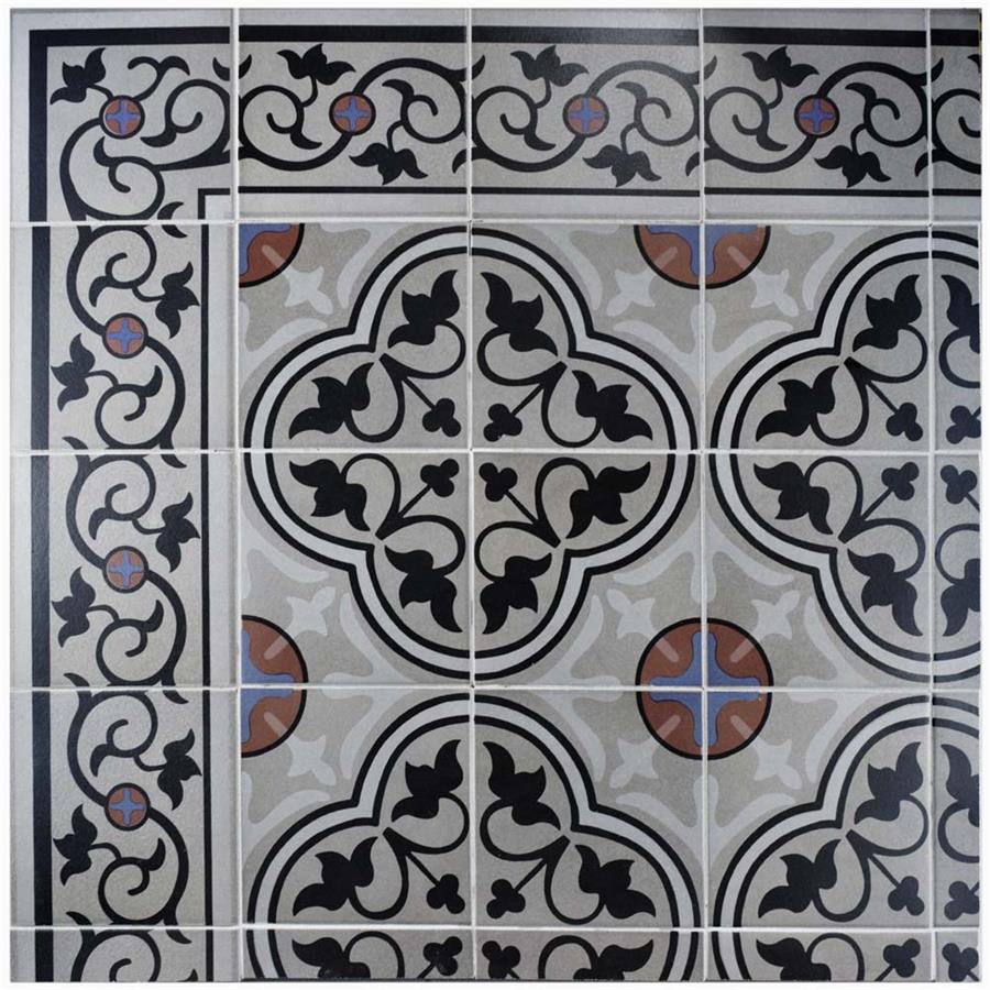 Porcelain Border Tile in Quatro And Cenefa colorway