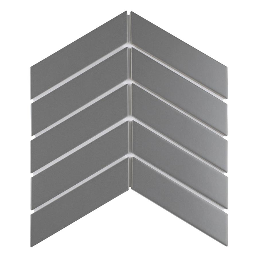 Porcelain Mosaic Tile in Soho Chevron Matte Grey colorway