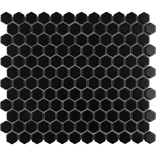 Metro Hex Matte Black Porcelain Mosaic Tile