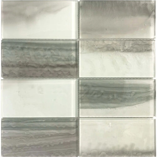 Cloud White Silver Glass Tile