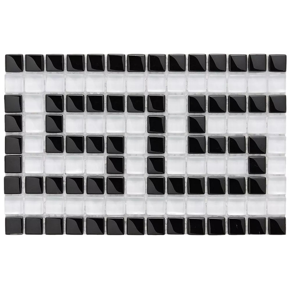 Glass Mosaic Border Tile in Ice White Greek Key colorway