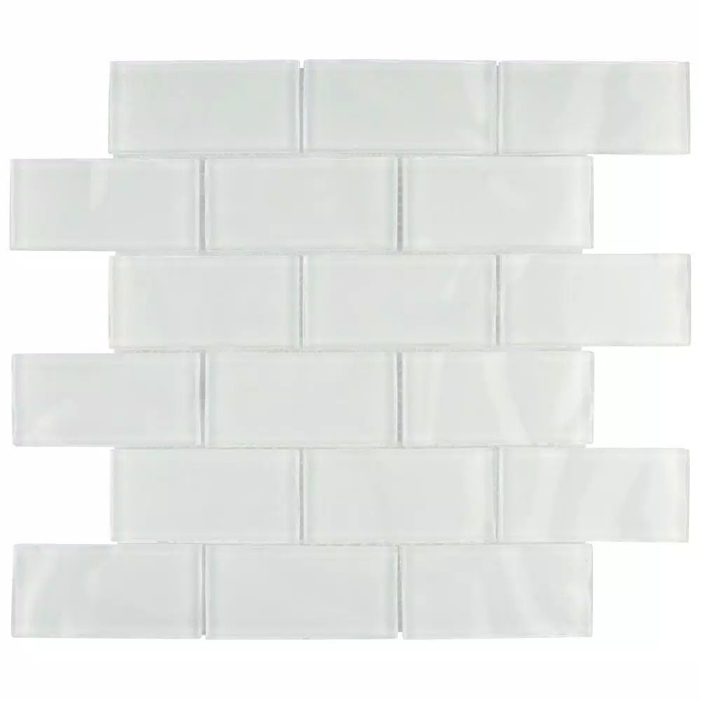 Glass Mosaic Tile in Ripple Super White colorway