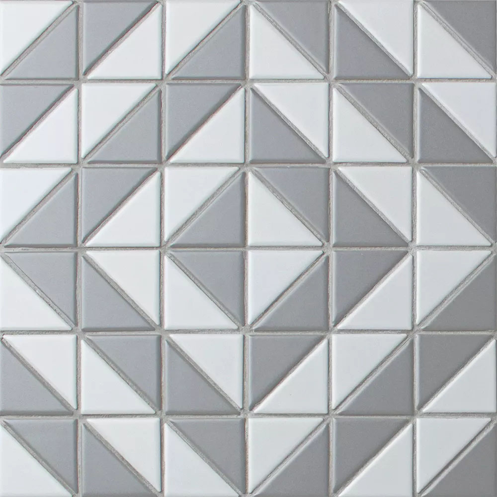 Porcelain Tile in Duel Boomerang White And Grey colorway
