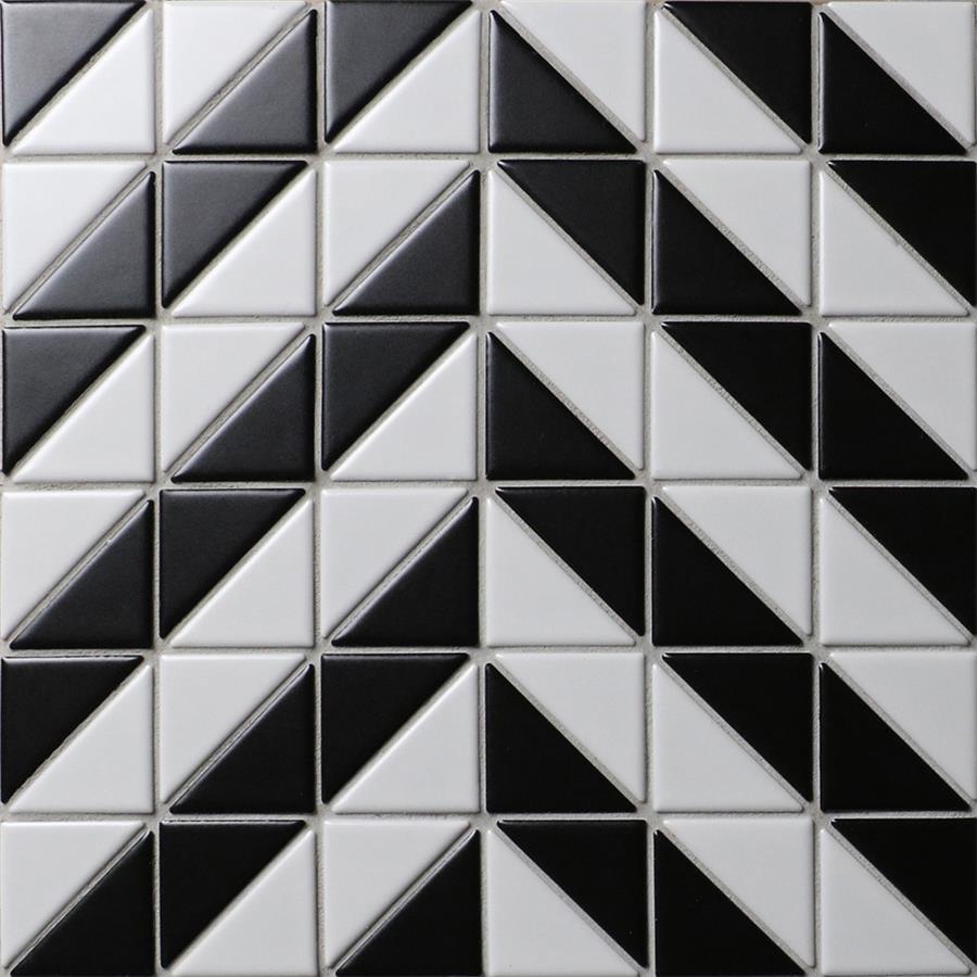 Porcelain Tile in Duel Chevron White and Black colorway