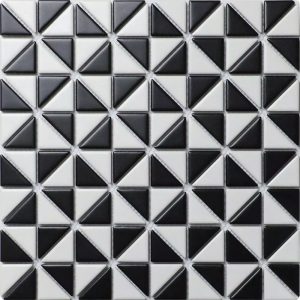Porcelain Tile in Mini Multi Windmill Matte White And Black colorway