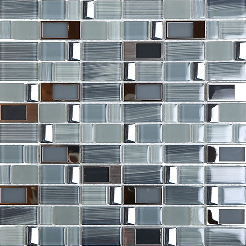 Blends Blue Glass And Stainless Steel Tile