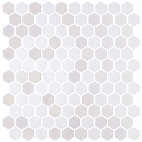Cosmos Hex Blanco Recycled Glass Tile