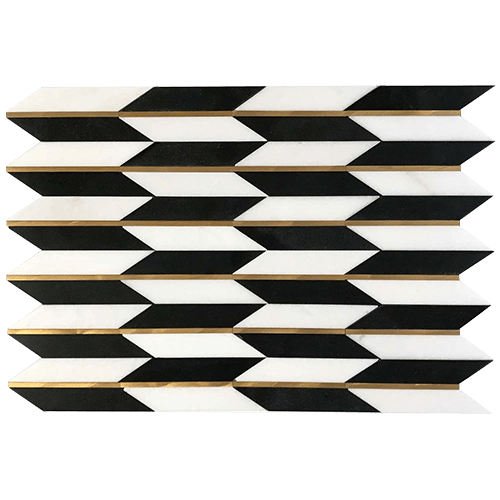 Era White And Black Stone & Brushed Painted Stainless Steel Tile