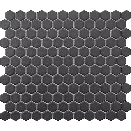 Porcelain Tile in Hex 1” Black colorway