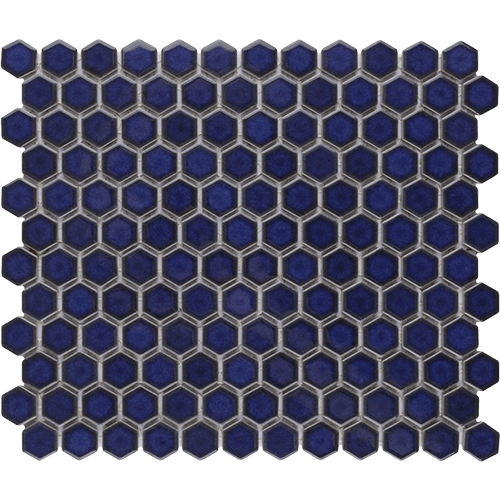 Tribeca Hex 1" Glossy Cobalt Porcelain Mosaic Tile