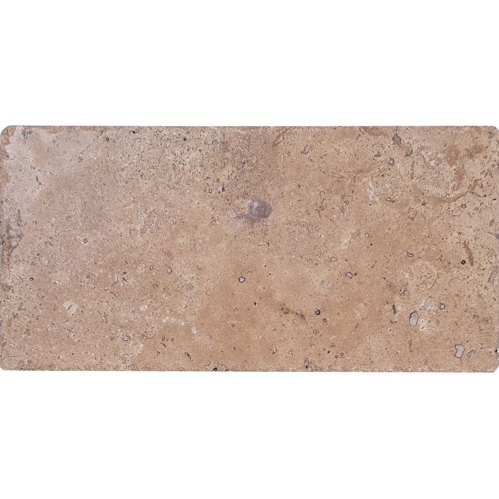6 x 12 Mocha Travertine Tumbled