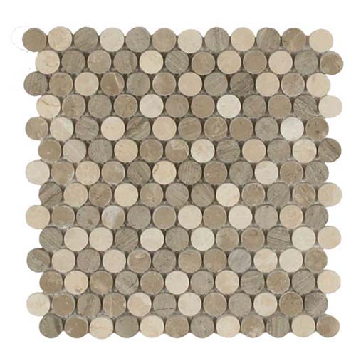 Stone Dots mosaic Tile in Botticino Grigio Greystone Colorway