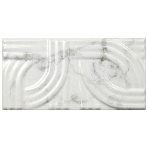 Ceramic Tile in 6 x 3in Carrara Glossy Metropolis colorway