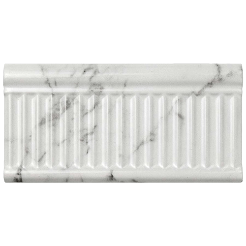 Classico 6 x 3in Carrara Glossy Rex Ceramic Tile