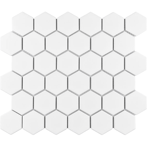 Metro Hex 2" Matte White Porcelain Mosaic Tile