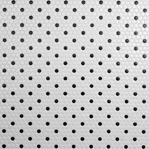 Metro Penny Matte White with Black Dot Porcelain Mosaic Tile
