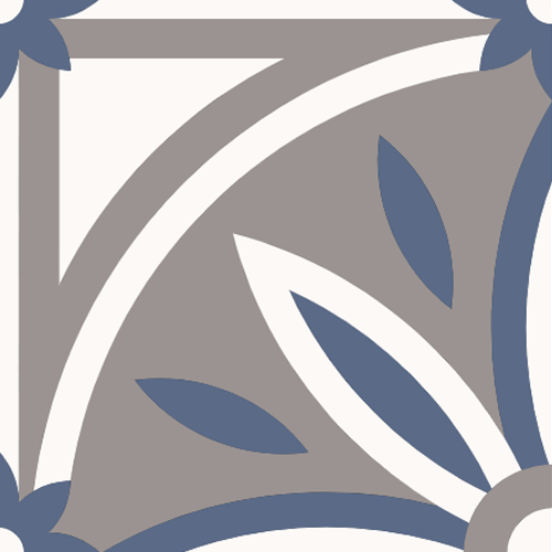 8x8 Cement tile in Flower Power Blue colorway