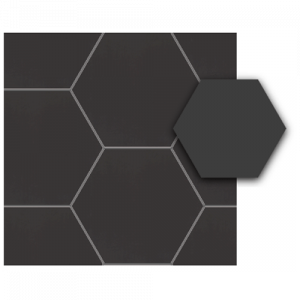 8x8 Hex Cement tile in Obsidian Hex colorway