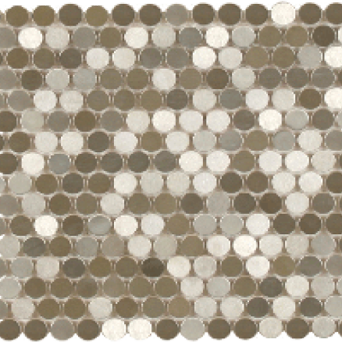 Penny round mosaic tiles in Stainless Steel Brushed colorway