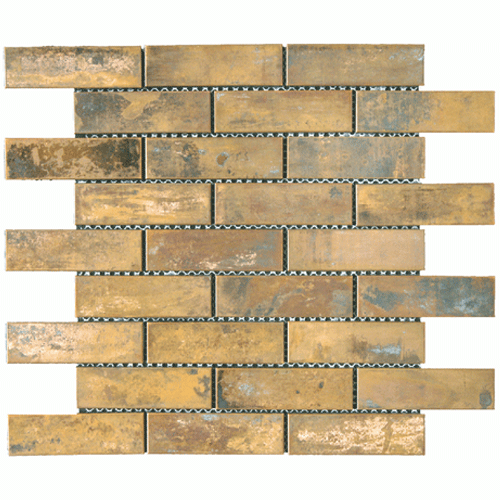 Interlocking metal mosaic tile in Copper colorway