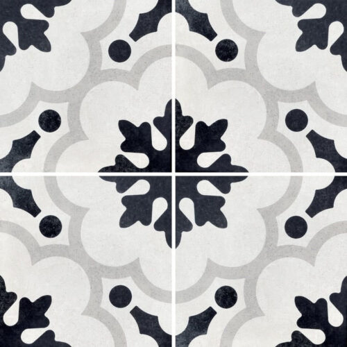 Cementine Black And White 2 8 x 8 Porcelain Tile