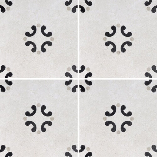 Cementine Black And White 3 8 x 8 Porcelain Tile