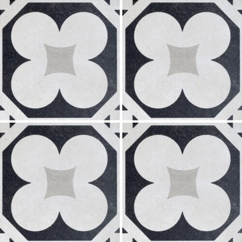Cementine Black And White 4 8 x 8 Porcelain Tile