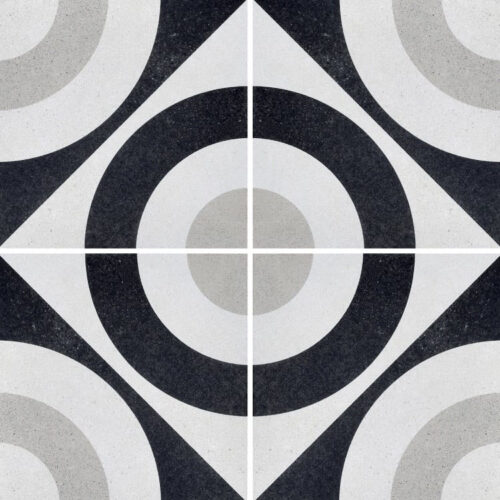 Cementine Black And White 5 8 x 8 Porcelain Tile