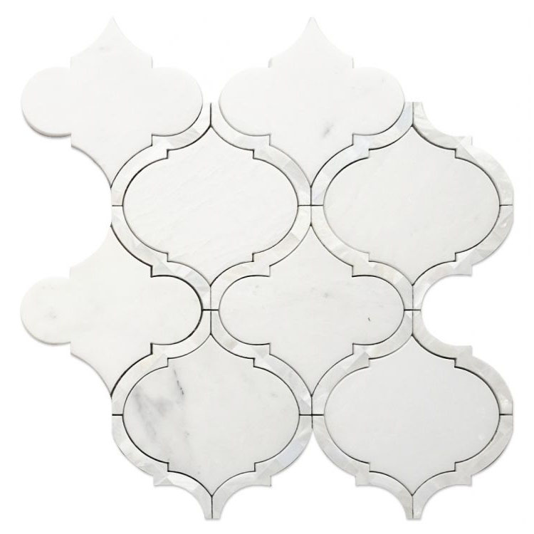 Alice Pearl Snow White 11.5 x 12 Mosaic Tile
