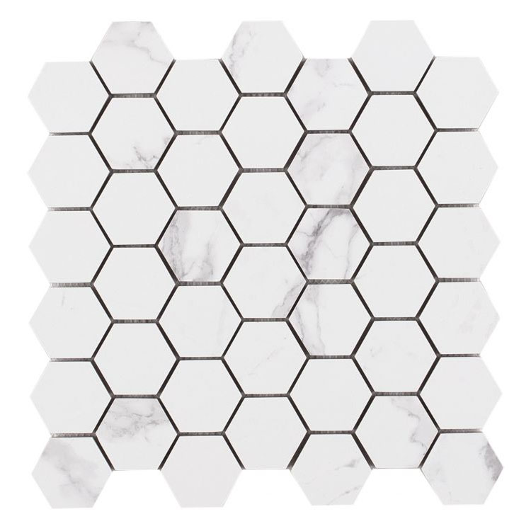 Carrara Premium Stone 2 x 2 Hexagon Mosaic 12 x 12 Porcelain Mosaic Tile