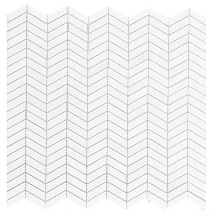 Chevron Petite Thassos 11.5 x 12 Mosaic Tile