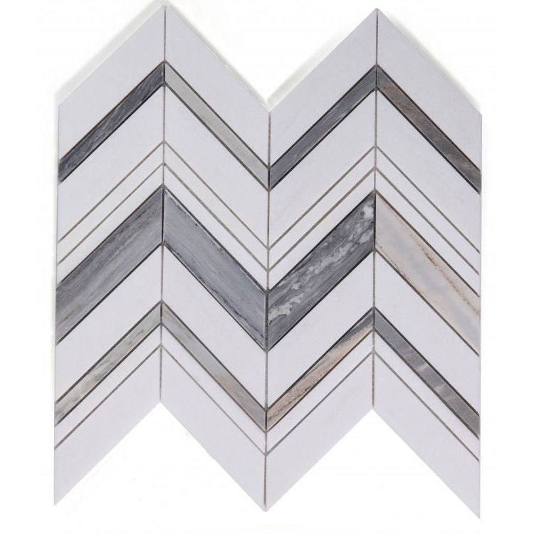 Chevron Ravenna Blue 11.75 x 12.25 Mosaic Tile