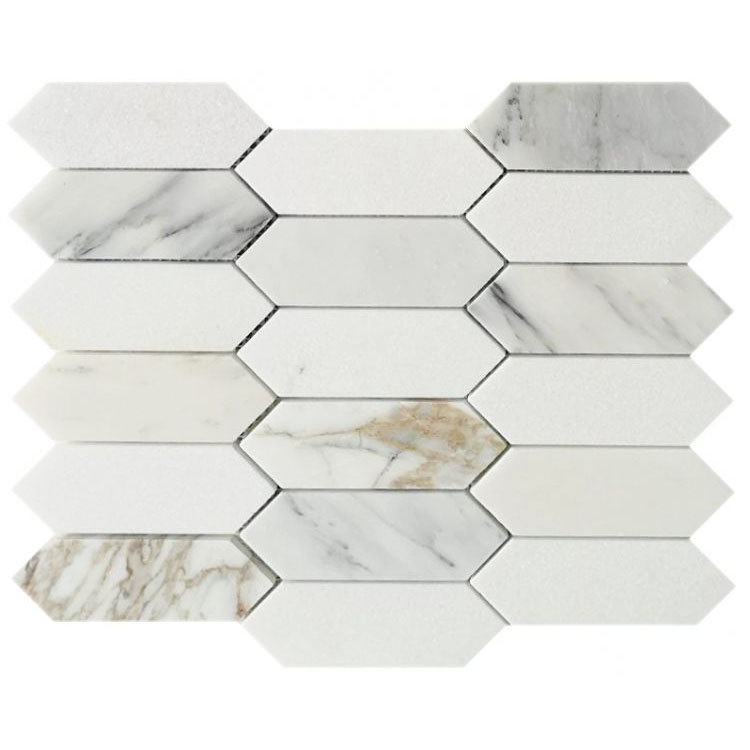 Elongated Hex Calacatta 11.75 x 15 Mosaic Tile