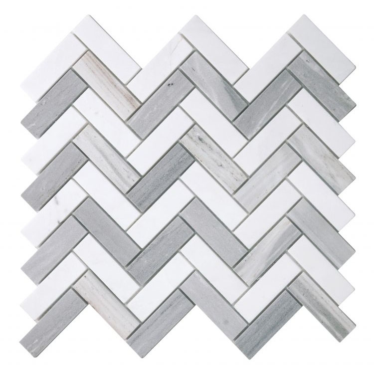 Herringbone Blue 11 x 12.5 Mosaic Tile