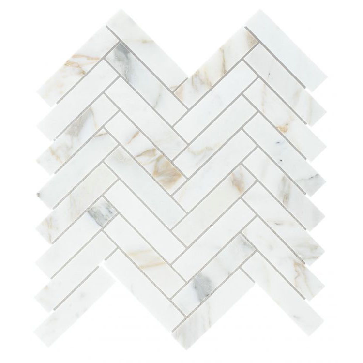 Herringbone Calacatta Gold Polished 11.25 x 11.25 Mosaic Tile