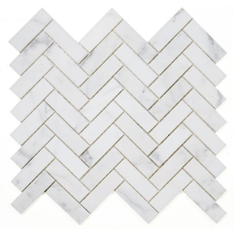 Herringbone Calacatta White Honed 11.25 x 12.5 Mosaic Tile
