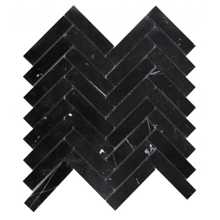 Herringbone Marquina 11.25 x 11.25 Mosaic Tile