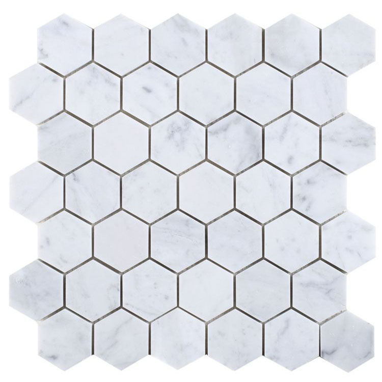 Hexagon Carrara 2 x 2 Honed 12 x 12 Mosaic Tile
