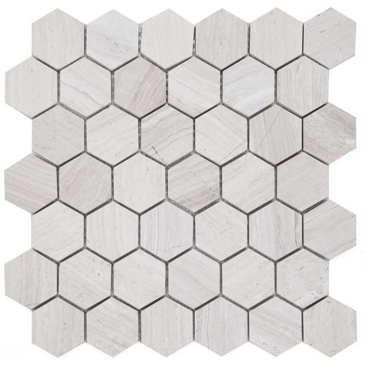 Hexagon Grey 2 x 2 12 x 12 Mosaic Tile