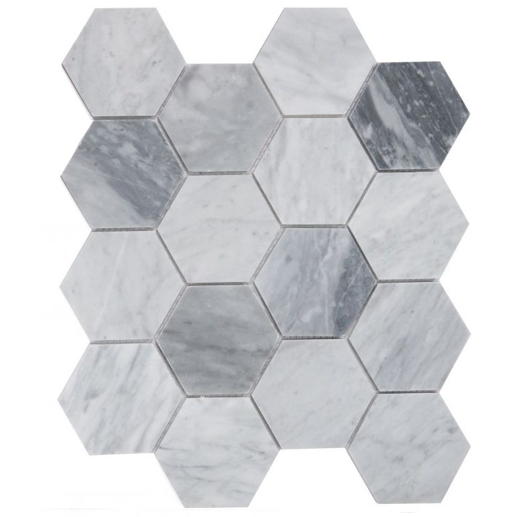 Hexagon Mix Grey 3 x 3 10.25 x 11.75 Mosaic Tile