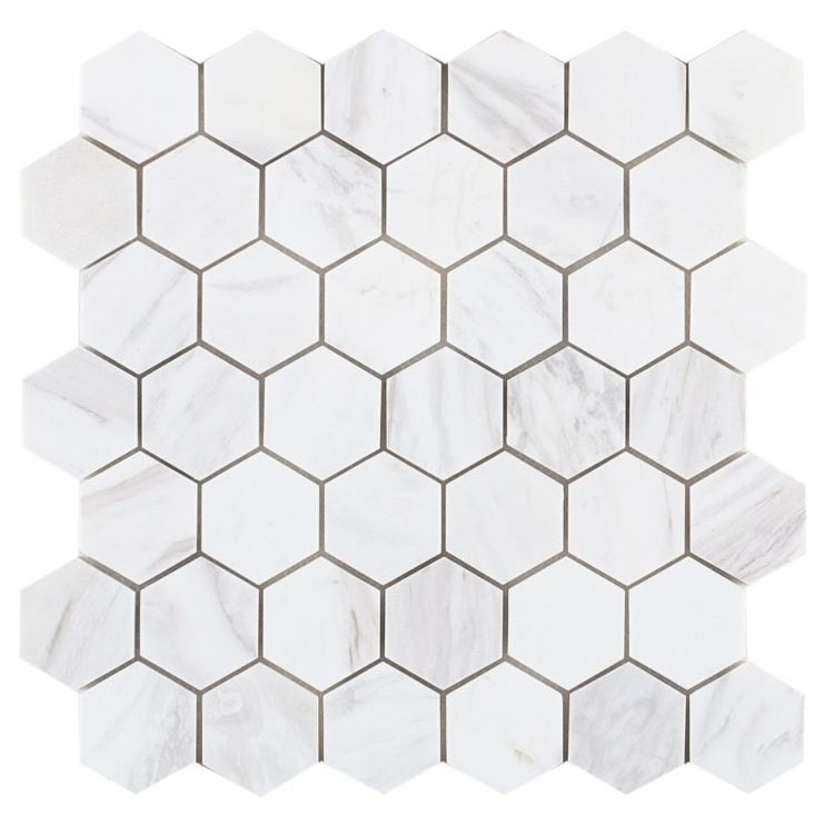 Hexagon White 2 x 2 11.75 x 11.75 Mosaic Tile