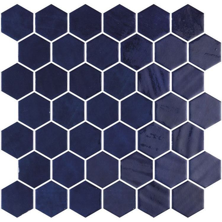 Hexagon Zelik XL Blue 11.25 x 11.25 Mosaic Tile
