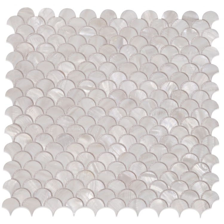 Pearl White Scale 11.75 x 11.75 Mosaic Tile