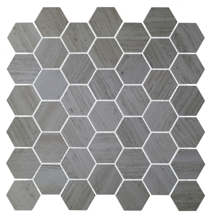 River Grey 2 x 2 Hexagon Mosaic 12 x 12 Mosaic Tile