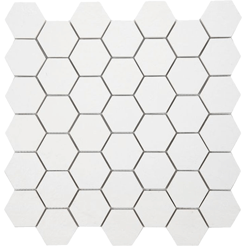 Super White Stone Hexagon 2 x 2 12 x 12 Mosaic Tile