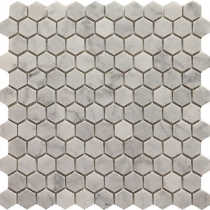 12x12 Marble/Limestone Mosaic sheet tile in White Carrera Hexagon colorway