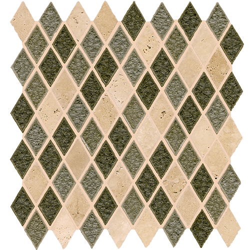 12x12 Glass Mosaic tile in 1x2 Opulent Blend Harlequin colorway
