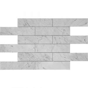 15.75x12 Marble/Limestone Mosaic sheet tile in White Carrera Brick colorway