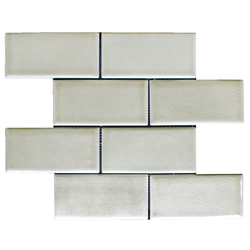 12x12 Ceramic Mosaic sheet tile in Cappuccino Crackle Brick colorway