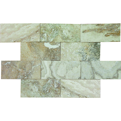 3x6 Travertine Field tile in Creme Brulee Honed and Filled colorway